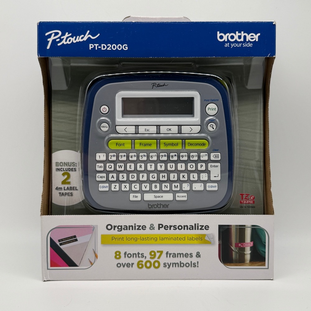 Brother P-Touch PT-D200G Desktop Label Maker Blue Grey New In Damaged Box